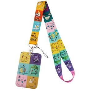 Pikachu Pokémon Collage ID Badge Holder Lanyard